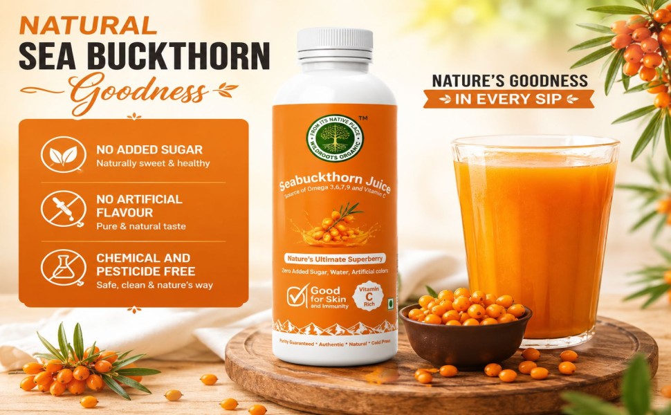 Sea buckthorn juice rich in natural vitamins and antioxidants