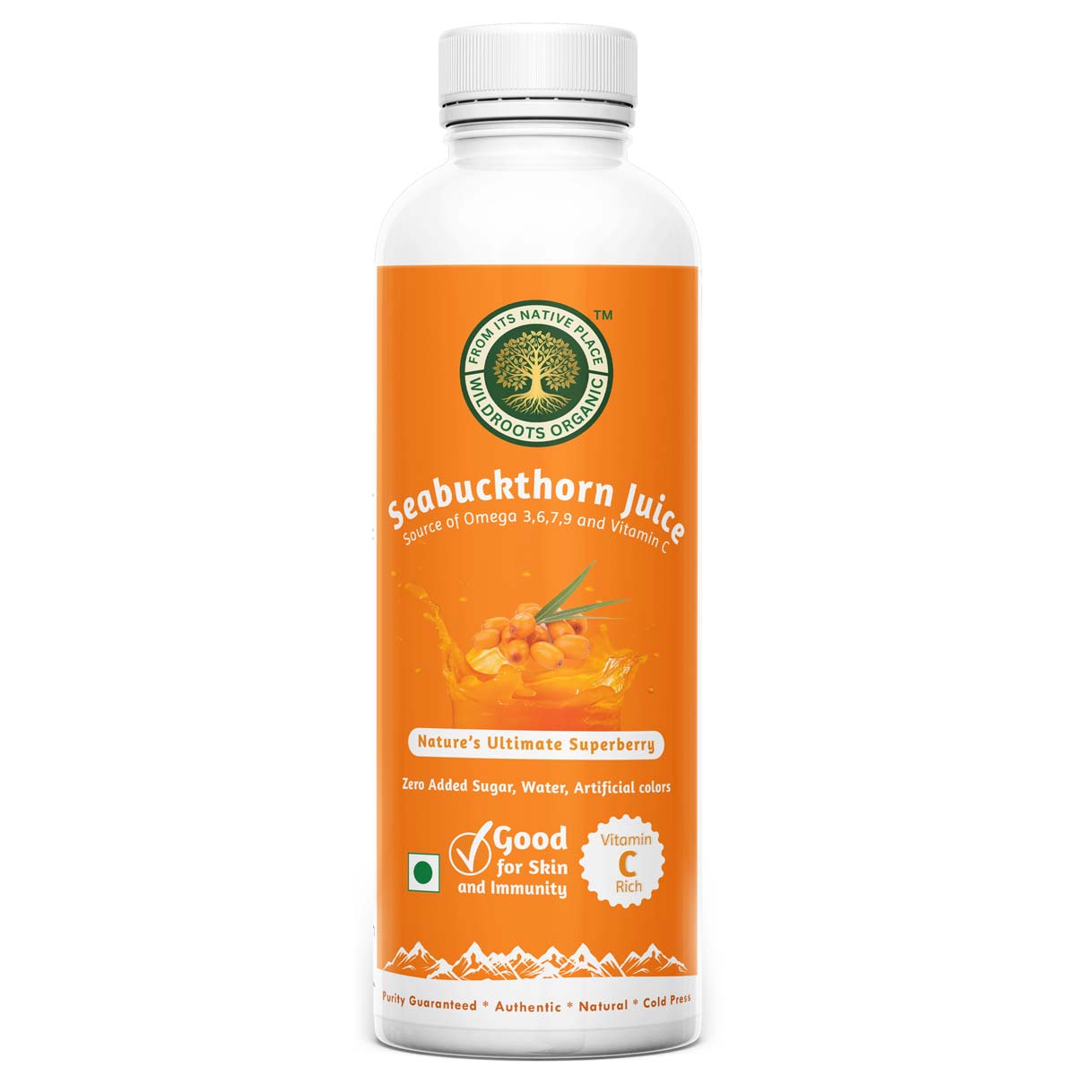 Wildroots Organic Sea Buckthorn Juice 300 ml | Sugar Free | Rich in Omega 3,6,7,9 | Rich in Vitamin C | For skin and immunity